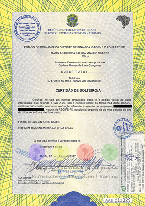 Certidão de solteiro